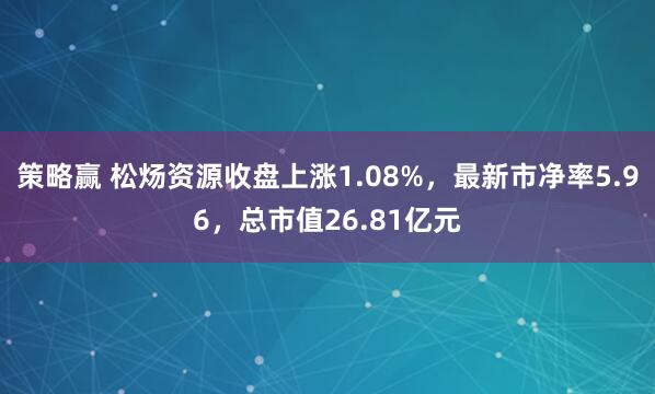 策略赢 松炀资源收盘上涨1.08%，最新市净率5.96，总市值26.81亿元