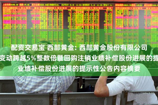 配资交易宝 西部黄金: 西部黄金股份有限公司关于控股股东权益变动跨越5%整数倍暨回购注销业绩补偿股份进展的提示性公告内容摘要