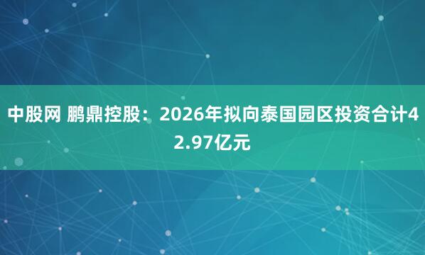 中股网 鹏鼎控股：2026年拟向泰国园区投资合计42.97亿元